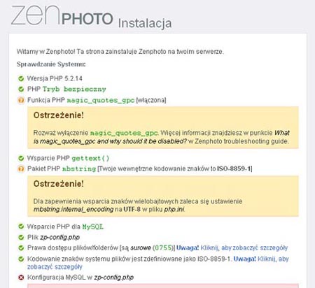 Instalacja galerii Zenphoto